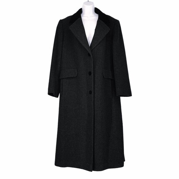 VTG Forecaster of Boston Long Wool Coat Velvet Trim Preppy Old Money Womens 16 B - Picture 3 of 13